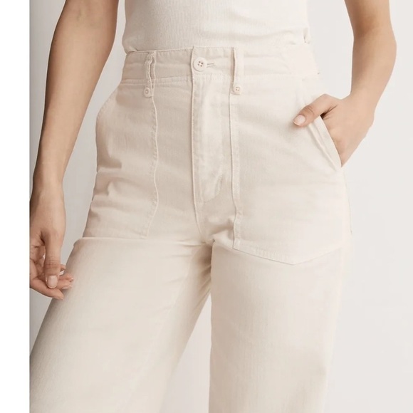 Madewell The Perfect Vintage Wide Leg Pant: Utility Edition NK096 Beige 33 - Picture 4 of 8
